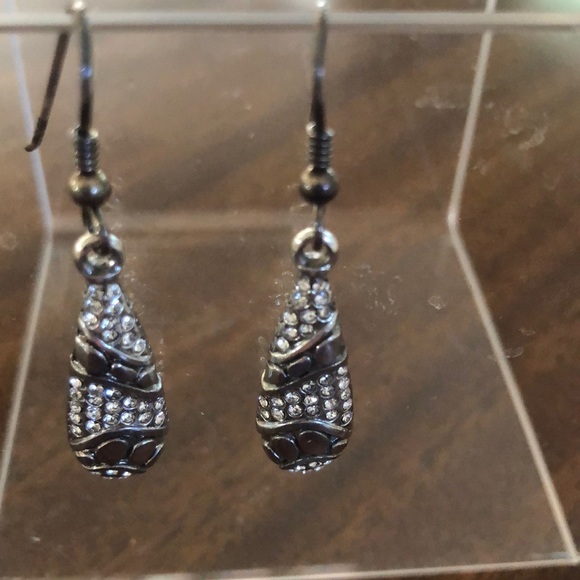 Brighton pave Swarovski crystal teardrop dangle earrings - Picture 2 of 11
